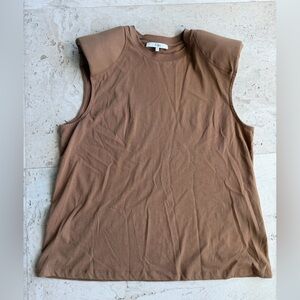 Tibi T-Shirt Program Padded Shoulder Sleeveless Top $175 Large